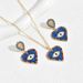 Simple and versatile with colorful diamond heart earrings, women's set, personalized devil's eye design, long necklace_ipsvogv.com