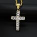 316 stainless steel gold plated inlaid AAA rectangular zircon cross pendant_ipsvogv.com