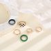 Fashionable Personalized Knot, Black And White Checkered Heart Hollow Dot Diamond Drip Oil 6-piece Set Ring_ipsvogv.com