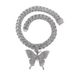 Exaggerated personality butterfly pendant diamond alloy necklace set accessories niche new hip hop Cuban chain_ipsvogv.com