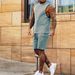 Men's casual thin five-point pants sleeveless top solid color vest shorts two-piece set_ipsvogv.com