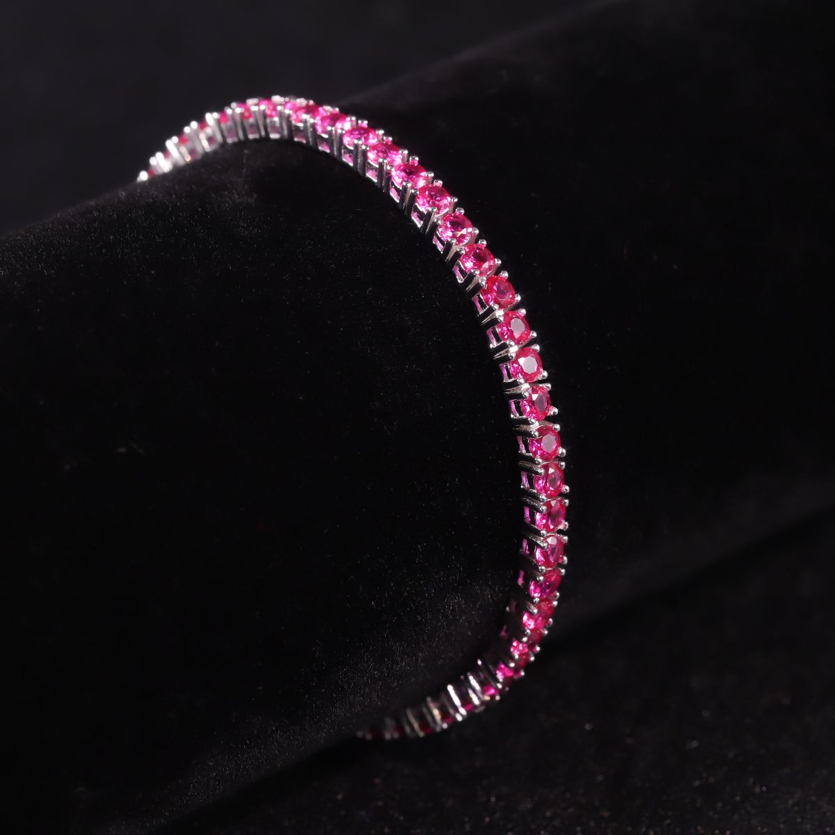 Light Luxury Colored Gemstone Bracelet 3/4/5mm Tennis Chain Sterling Silver Inlaid Cultured Ruby Bracelet Summer New Product_ipsvogv.com