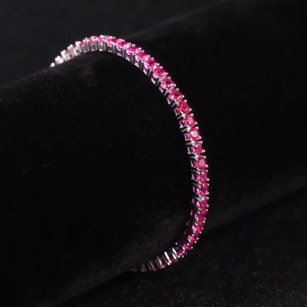 Light Luxury Colored Gemstone Bracelet 3/4/5mm Tennis Chain Sterling Silver Inlaid Cultured Ruby Bracelet Summer New Product_ipsvogv.com