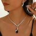 Hot Selling Water Drop Geometric Crystal Necklace Earrings Two-Piece Set Jewelry For Women_ipsvogv.com