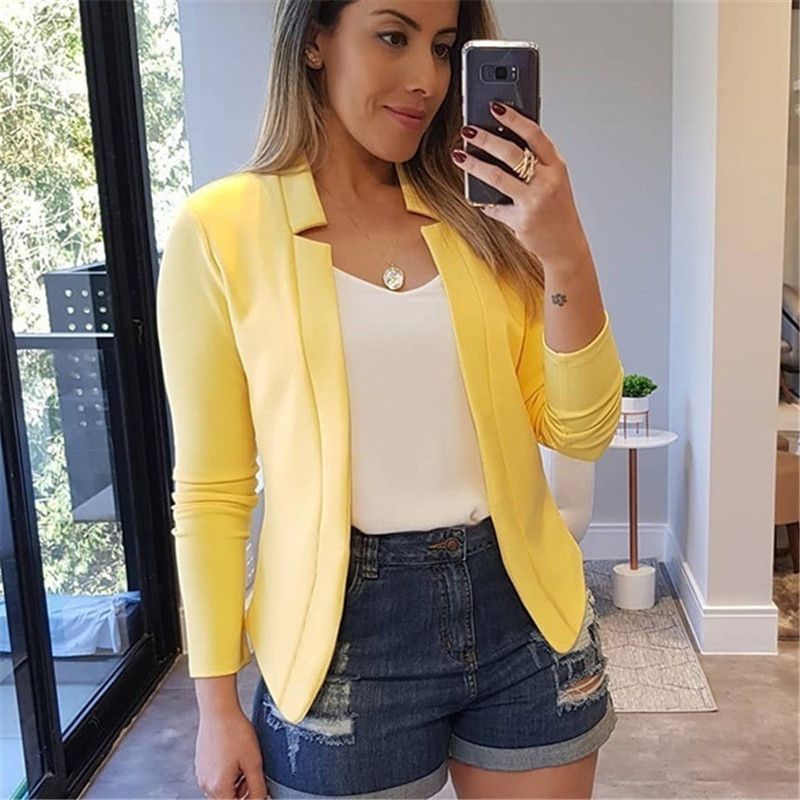 Women's Clothing solid color casual professional small suit jacket tops women's clothing_ipsvogv.com