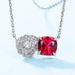 Rose red corundum necklace female S925 silver inlaid colored gem clavicle chain light luxury fashion_ipsvogv.com