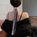 Dazzling rhinestone tassel fairy headdress Korean high end fashion spring clip female back of the head ponytail clip hair accessories_ipsvogv.com