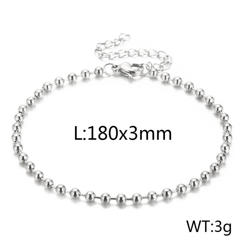 Stainless Steel Simple Fashion Steel Bead Chain Versatile Round Bead Bracelet Handmade Chain Jewelry_ipsvogv.com