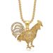 Hip Hop Jewelry Titanium Steel Gold-Plated Inlaid Diamond Animal Rooster Zodiac Pendant Necklace_ipsvogv.com