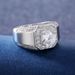 Cao Shi Luxury Exquisite Ring Men's Silver Plated Platinum Simulated Zircon Jewelry_ipsvogv.com