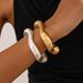 Exaggerated Metal Spring Buckle With Female Personality Irregular Water Drop Smooth Wide Bracelet_ipsvogv.com