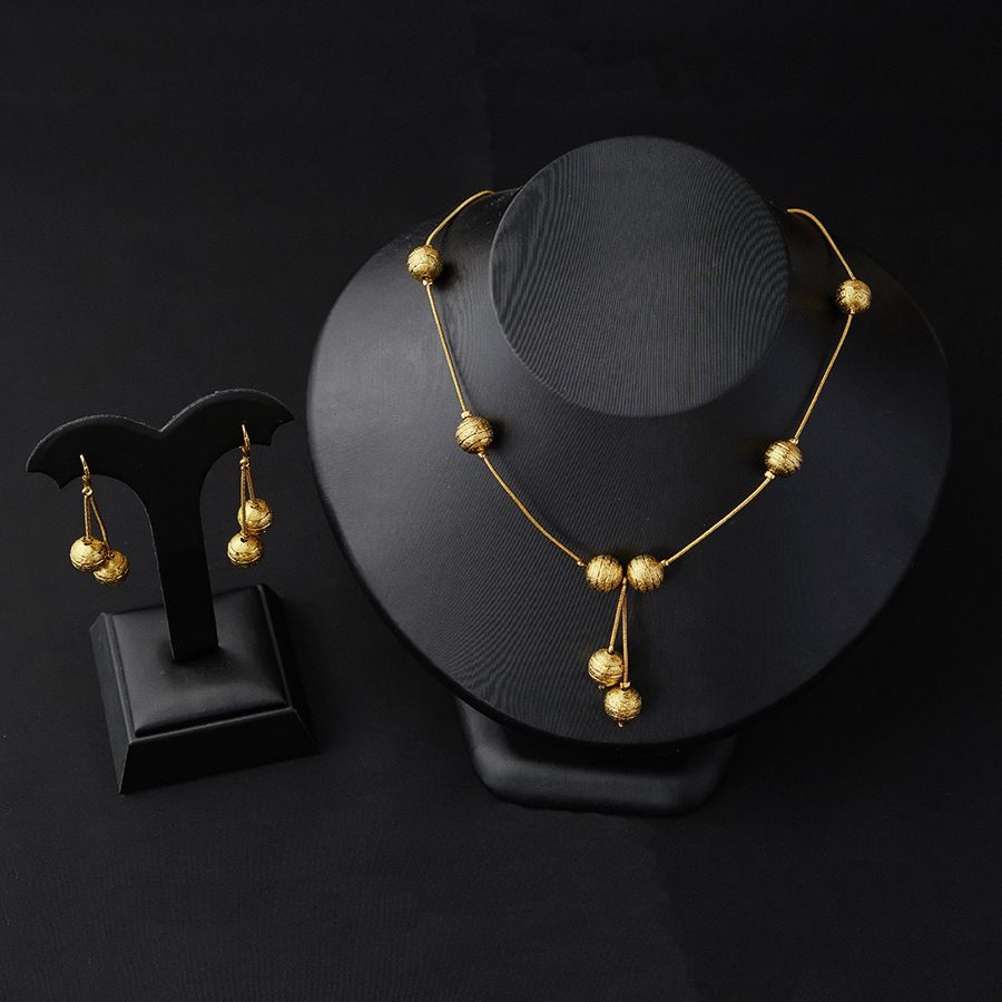 Xiyin Two-piece Fashionable Charm Ball Set Gold Beads Dubai Necklace Women's Earrings_ipsvogv.com