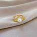 【 Real Gold 】 Crown Pearl Thread Hollow with Adjustable Opening, Simple Handmade Ring, Couple's Pair Ring_ipsvogv.com