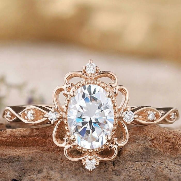 Jewelry Rose Gold Flower Zircon Ring For Women, Simple And Fashionable Handmade_ipsvogv.com