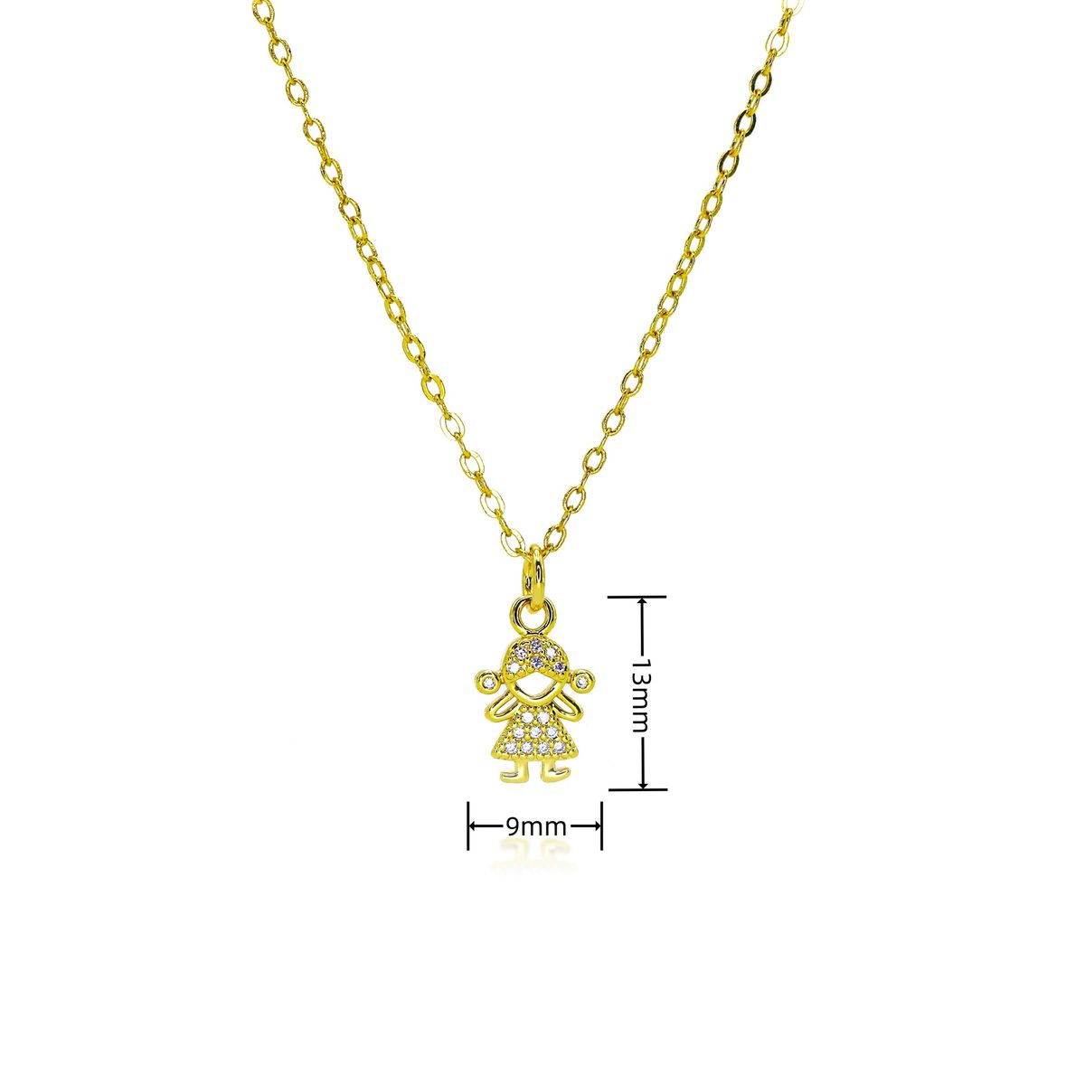 Mini Gold Plated Copper Pendant Necklace - Micro Inlaid Zircon For Kids, Trendy Niche Design For Girls & Boys_ipsvogv.com