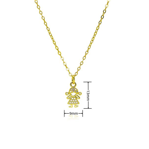 Mini Gold Plated Copper Pendant Necklace - Micro Inlaid Zircon For Kids, Trendy Niche Design For Girls & Boys_ipsvogv.com