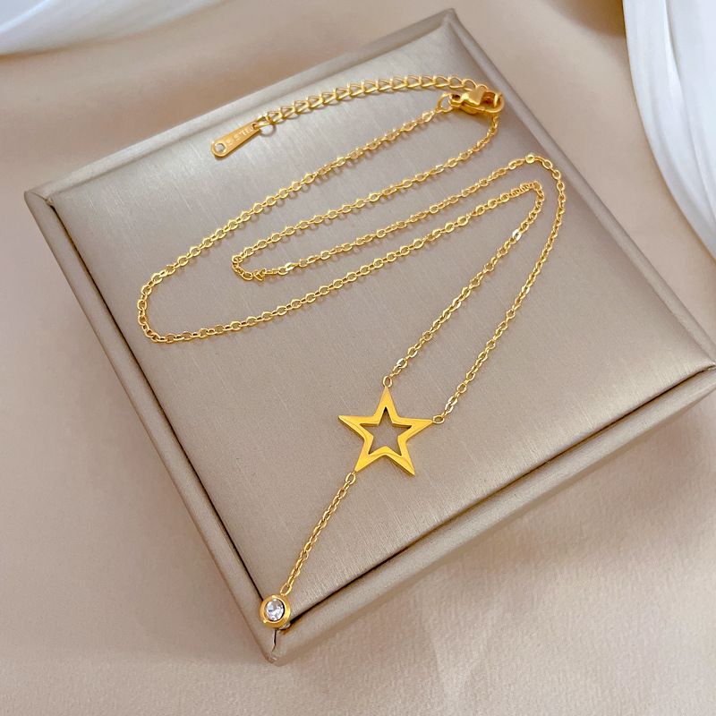 【 Full Body Titanium Steel 】 Star Tassel Temperament And Personality Are Extremely Simple. Real Gold Necklace In The_ipsvogv.com