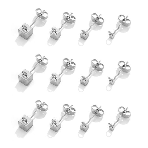 Stainless Square Pillar DIY Piece With Hole Accessories, Titanium Steel Earring Production_ipsvogv.com