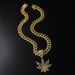Trendy hip-hop rock diamond studded maple leaf necklace, fashionable light luxury style, unisex alloy Cuban chain_ipsvogv.com