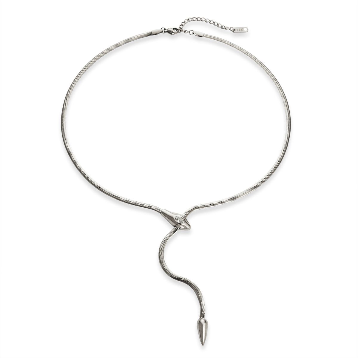 Women's Jewelry Gold Plated Titanium Steel Retro Unique Snake Shaped Zircon Clavicle Blade Chain Necklace_ipsvogv.com