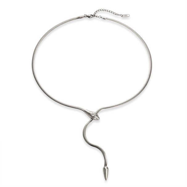 Women's Jewelry Gold Plated Titanium Steel Retro Unique Snake Shaped Zircon Clavicle Blade Chain Necklace_ipsvogv.com