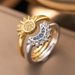 Personalized Design Sense, Shining Together, Layered Women's Diamond Set, Sun And Moon Necklace, Open Ring, Ring Set_ipsvogv.com