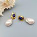 French Klein Blue Stone Marbelle Baroque Pearl Silver Needle Earrings High Grade Female_ipsvogv.com