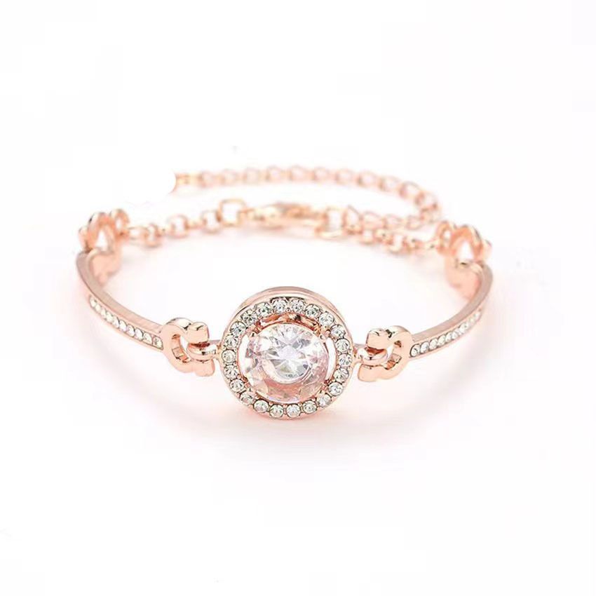 Jewelry accessories creative temperament personality inlaid rhinestone necklace earrings bracelet ring four piece set_ipsvogv.com