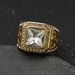 New titanium steel/316 stainless steel inlaid with colored gemstones Masonic AG retro ring_ipsvogv.com