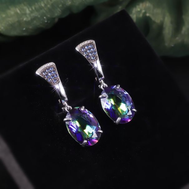 Noble Retro Crystal Earrings S925 Sterling Silver Inlaid With Colored Crystals 9 Carat Earrings For Women Popular_ipsvogv.com