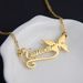 【Private】DIY Stainless Steel Ribbon Butterfly Electroplated Gold Couple English Letter Necklace_ipsvogv.com