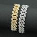 Hip hop full diamond encrypted diamond shaped Cuban chain men's necklace trendy exaggerated and domineering clavicle chain necklace accessories_ipsvogv.com