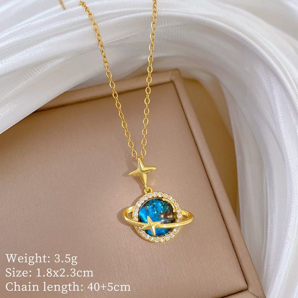 【 】 Starry Sky, Stars, Moon, Diamond, Light Luxury, Gorgeous Charm, Full Diamond Necklace, Women's Versatile Clavicle_ipsvogv.com