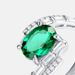 Cultivated Emerald Goose Egg Gemstone Ring S925 Silver Inlaid Colored Gemstone Retro Finger Ring_ipsvogv.com