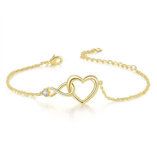 Unisex infinite love shaped bracelet for women single zircon simple versatile hand jewelry_ipsvogv.com