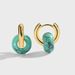 Drop Earrings Retro Popular Synthetic Turquoise Earrings For Women Multi Color Stone Temperament Hong Kong Style Hoop Earrings_ipsvogv.com