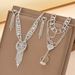 Women’s Jewelry Set Fashion Wedding Studio Bridal Accessories Sparkling Diamond Three Layer Heart Tassel Necklace/earring Set_ipsvogv.com