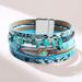 Women's Jewelry Retro Feather Bracelet Trendy Personality Blue Turquoise Bracelet Gravel Multi Layer Leather Bracelet_ipsvogv.com