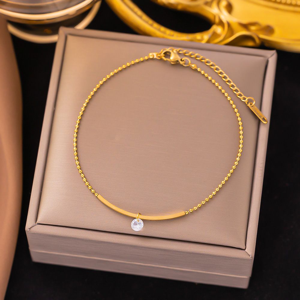 2023 New Trendy Summer Gold Smile Zircon Instagram Feet Chain Women's Simple And Colorless_ipsvogv.com