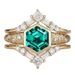 Sanjie's New Personalized Fashionable Hexagonal Green Diamond Women's Ring With A High-end Style And Temperament Set_ipsvogv.com