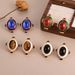 French Retro Glass Oval Earrings Personalized Diamond Court Style Personalized Earrings Tiger Eye High Grade Earrings For Women_ipsvogv.com