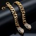 Hip Hop New Style Red And Green Eye Snake Tail Full Diamond Stainless Steel Cuban Chain Jewelry High-end Bracelet_ipsvogv.com