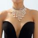 N11236 pearl tassel necklace fashionable personality exaggerated heavy industry choker collarbone chain_ipsvogv.com