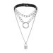 Jewelry Personality Exaggeration PU Metal Collar Decoration Punk Multi-layer Chain Geometric Lock Necklace_ipsvogv.com