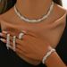Set Of Wrapped Wedding Dress Jewelry For Women Bride Rhinestone Necklace Earrings Bracelet Ring_ipsvogv.com
