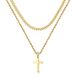 hot-selling stainless steel double-layer twisted chain cross pendant necklace personality hip-hop men's jewelry_ipsvogv.com