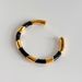 Women’s Jewelry Set Fashion Electroplated Titanium Steel Black And White Epoxy Chess And Card Grid Retro Open Bracelet_ipsvogv.com