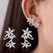 Cao Shi Sweet Cool Lady Flower Curved Earclip Fashion Versatile Zircon Earrings New Style Women's Earrings_ipsvogv.com