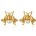 Unisex bee with pearl titanium steel earrings niche design light luxury personality women's earrings ins style earrings_ipsvogv.com