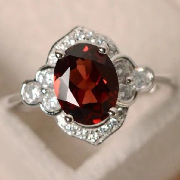 Sanjieins New Women's Inlaid Zircon Fashion Single Ring Pomegranate Red Handmade_ipsvogv.com
